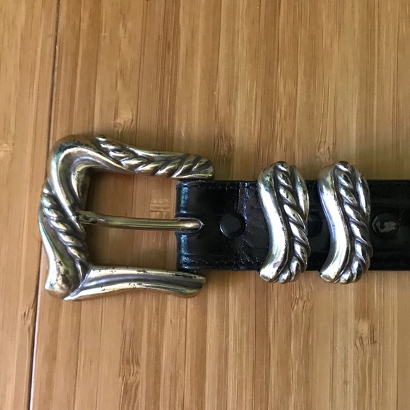 Vintage Leegin Onyx Belt with Silver Buckle SZ 30 main image 8